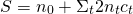 \begin{equation*}S=n_0+\Sigma_t 2n_tc_t\end{equation*}